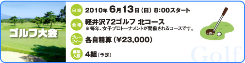 ゴルフ大会：2010年6月13日（日）8:00スタート